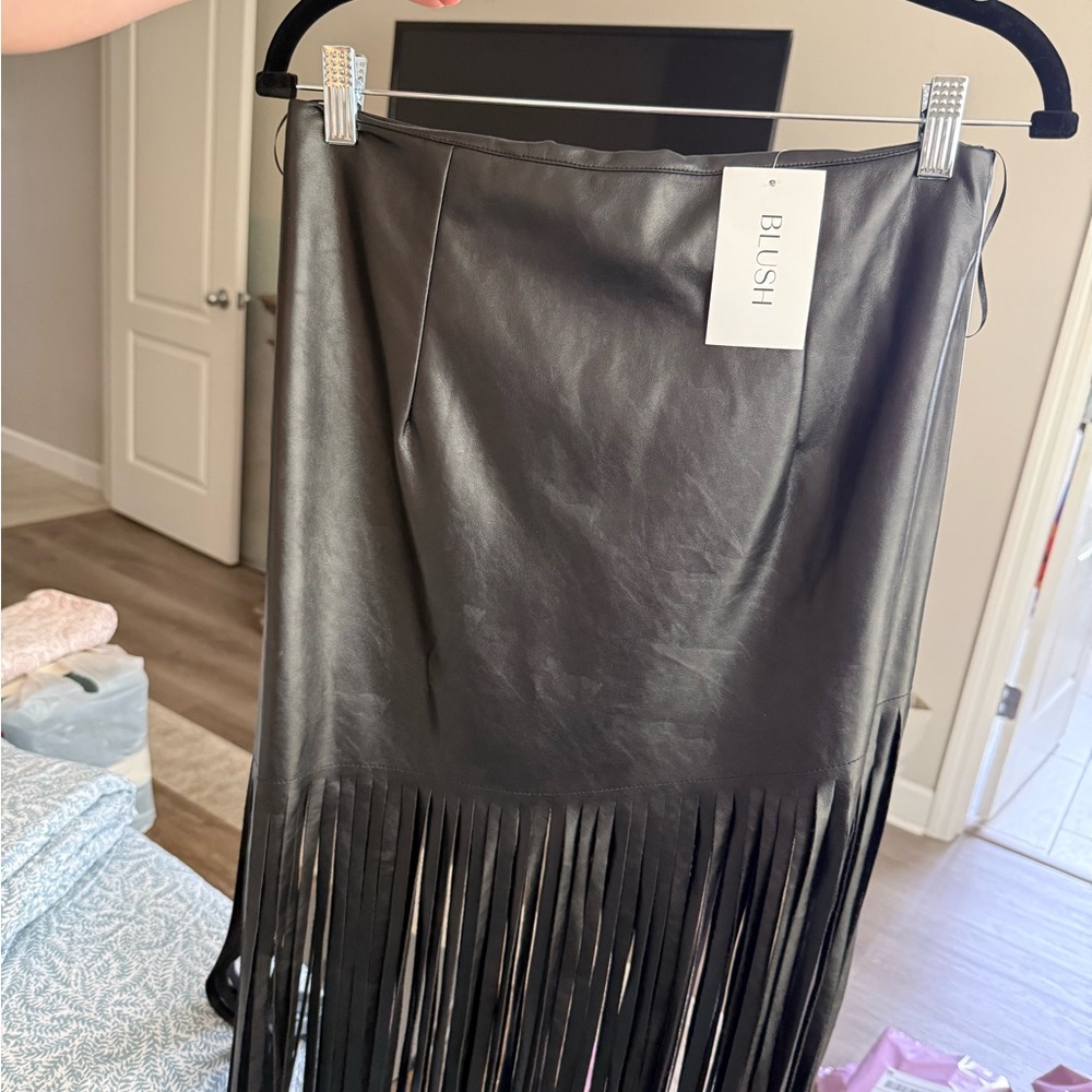 Blush Black Fringe Skirt